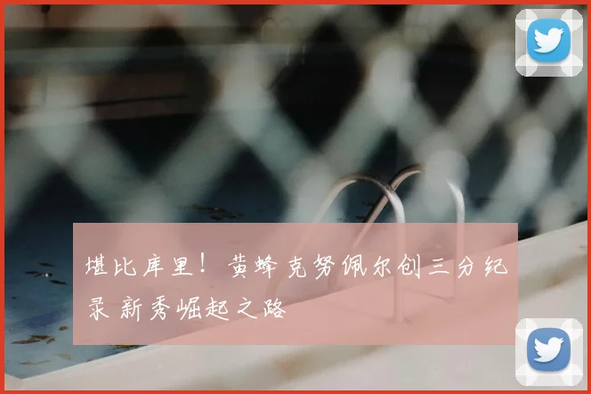 堪比库里!黄蜂克努佩尔创三分纪录 新秀崛起之路